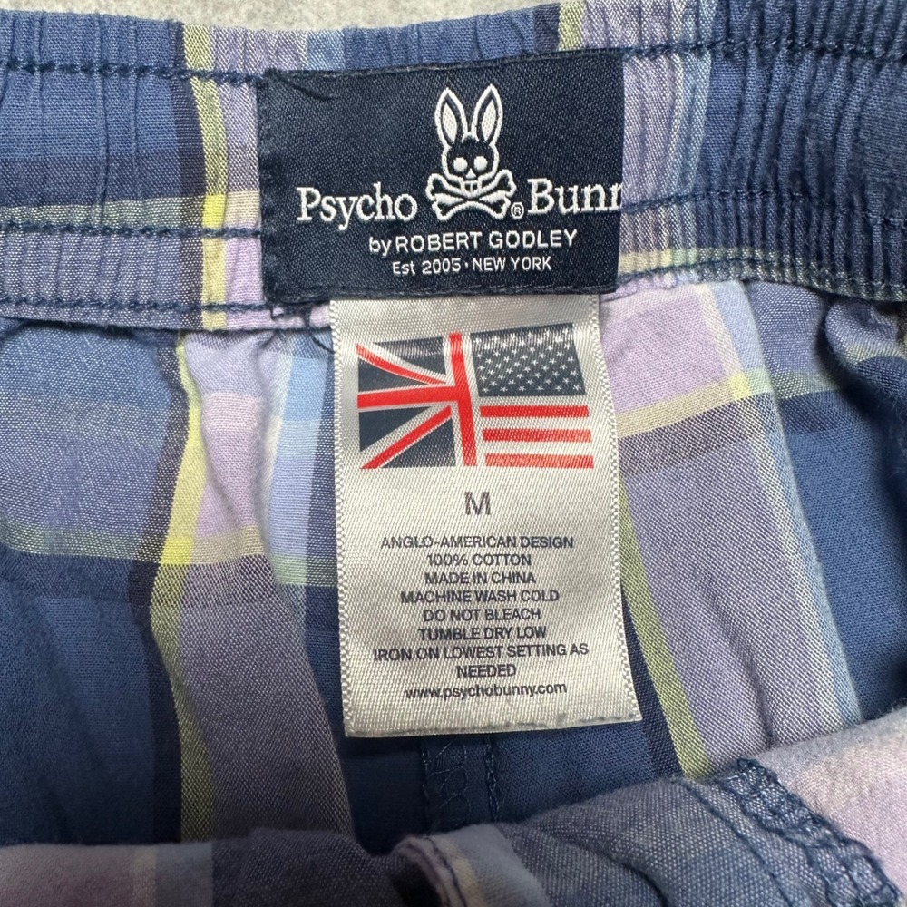 Psycho Bunny Mens Blue Plaid Shorts Size Medium Cotton - Picture 3 of 7